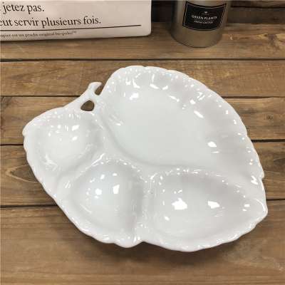 CC147 white porcelain ceramic plate with artware design for hotel and restaurant use