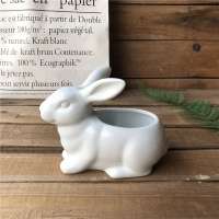 factory wholesale white rabbit shape ceramic snack pot home decoration