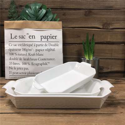 Factory new items unique white porcelain bakeware for daily microware oven safe